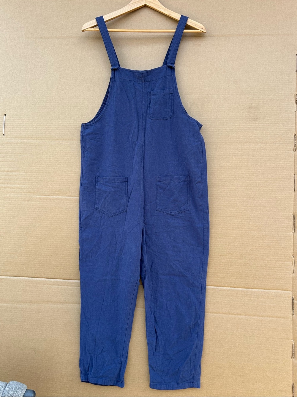 Zanzea Straight Legs Dungarees Navy Blue Cotton Small Women’s Slouchy Lagenlook